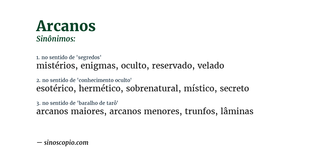 Sinônimo de arcanos