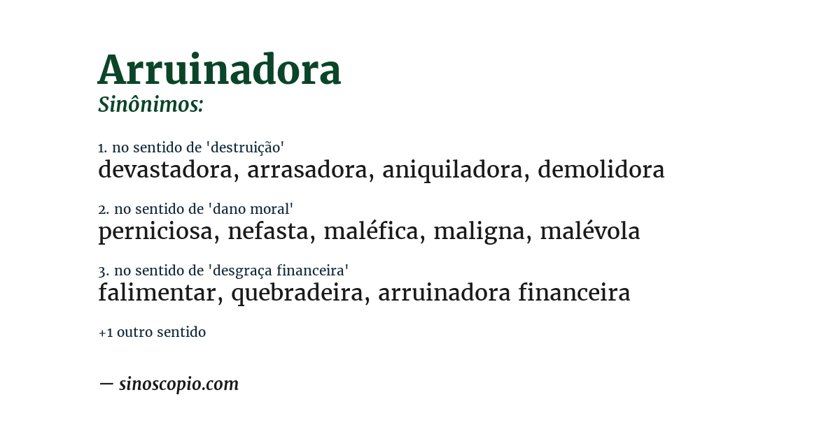 Sinônimo de arruinadora
