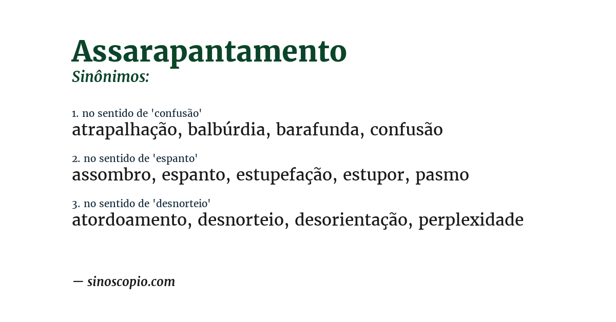 Sinônimo de assarapantamento