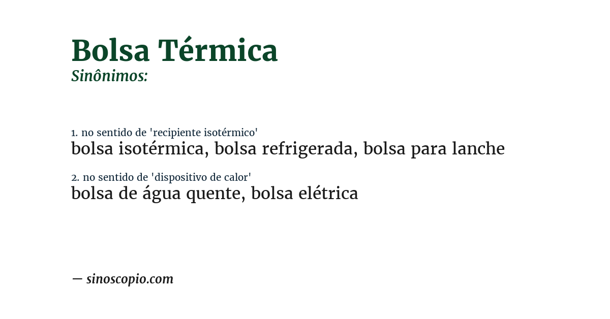 Sinônimo de bolsa térmica