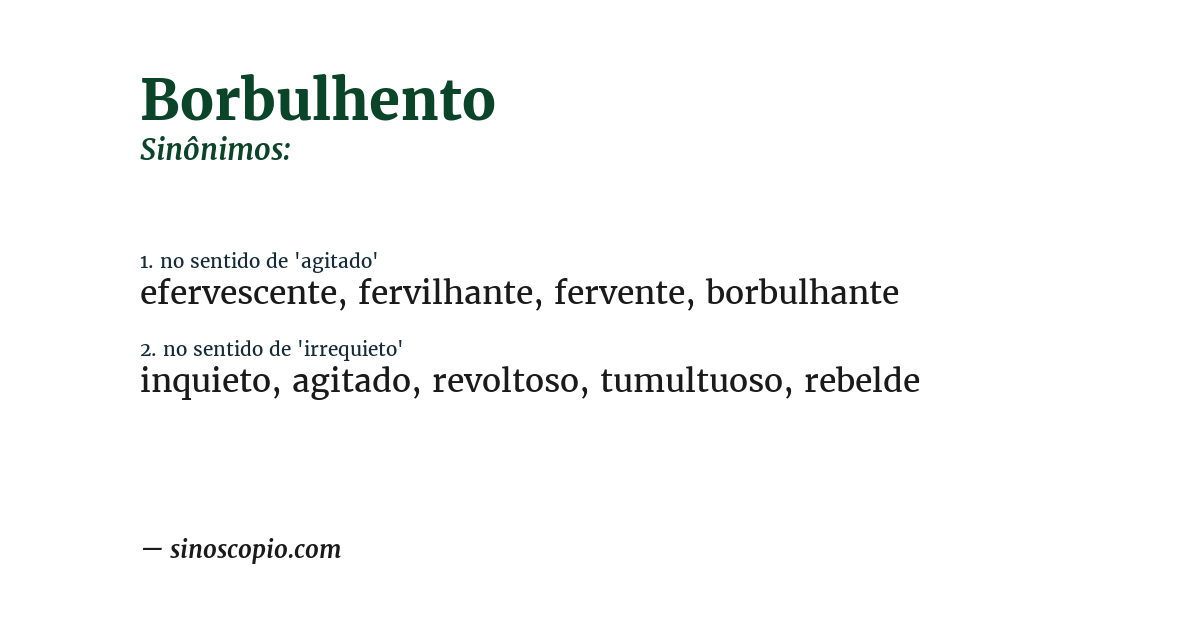 Sinônimo de borbulhento
