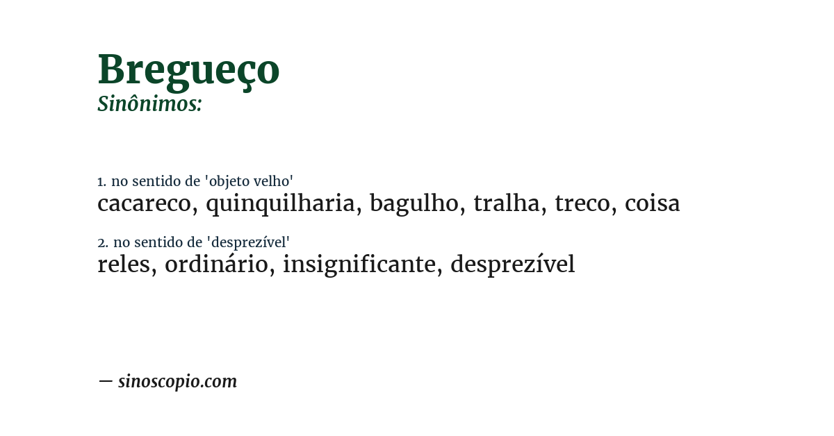 Sinônimo de bregueço