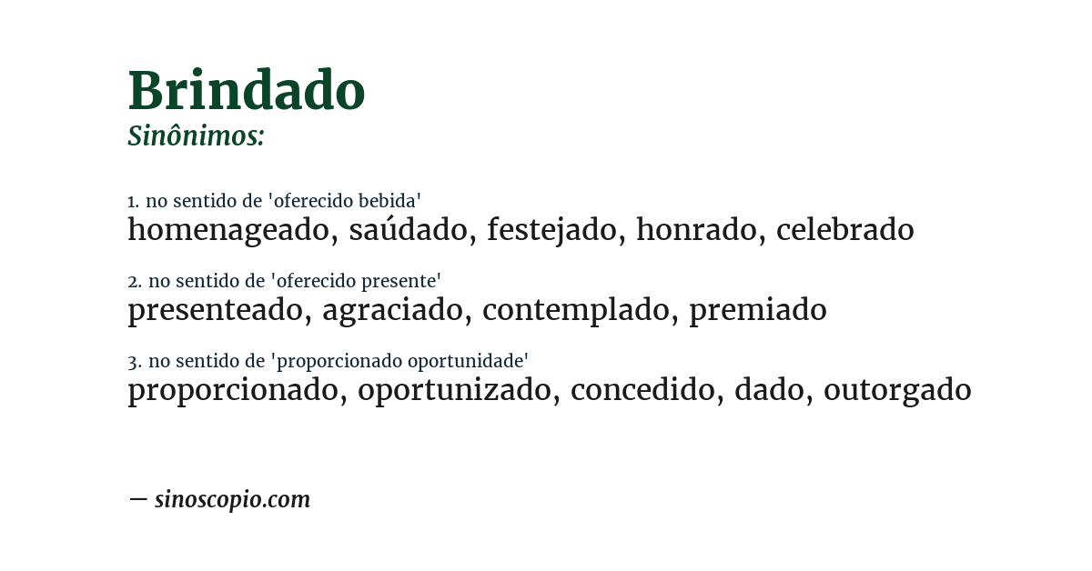 Sinônimo de brindado