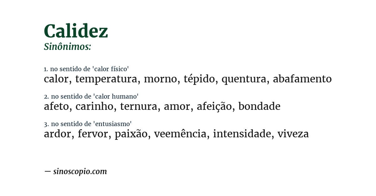 Sinônimo de calidez