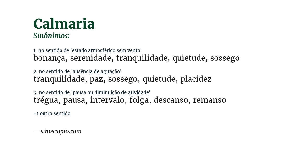 Sinônimo de calmaria