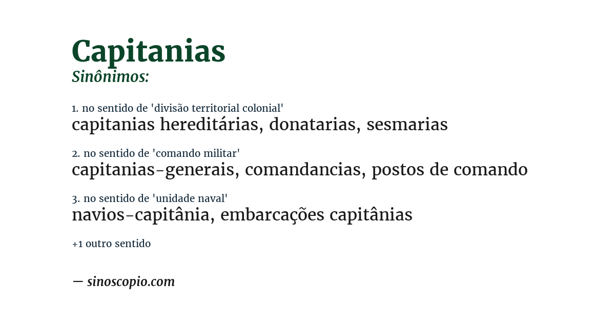 Sinônimo de capitanias