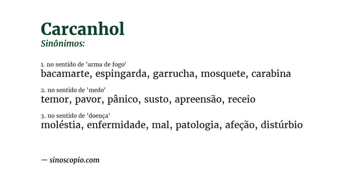 Sinônimo de carcanhol