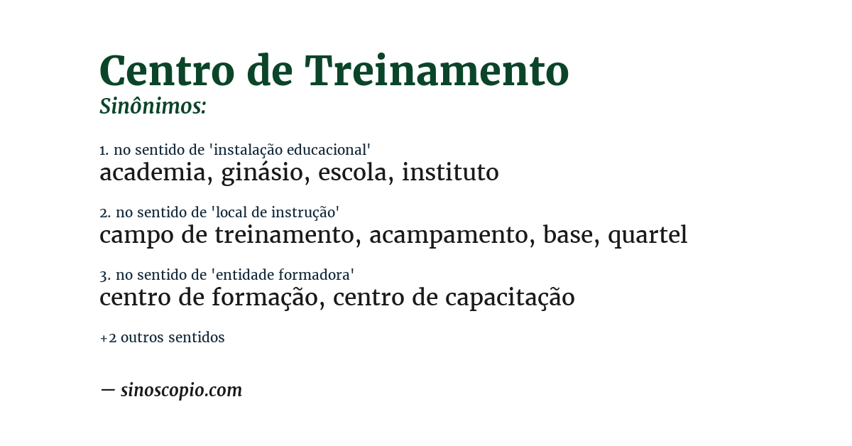 Sinônimo de centro de treinamento
