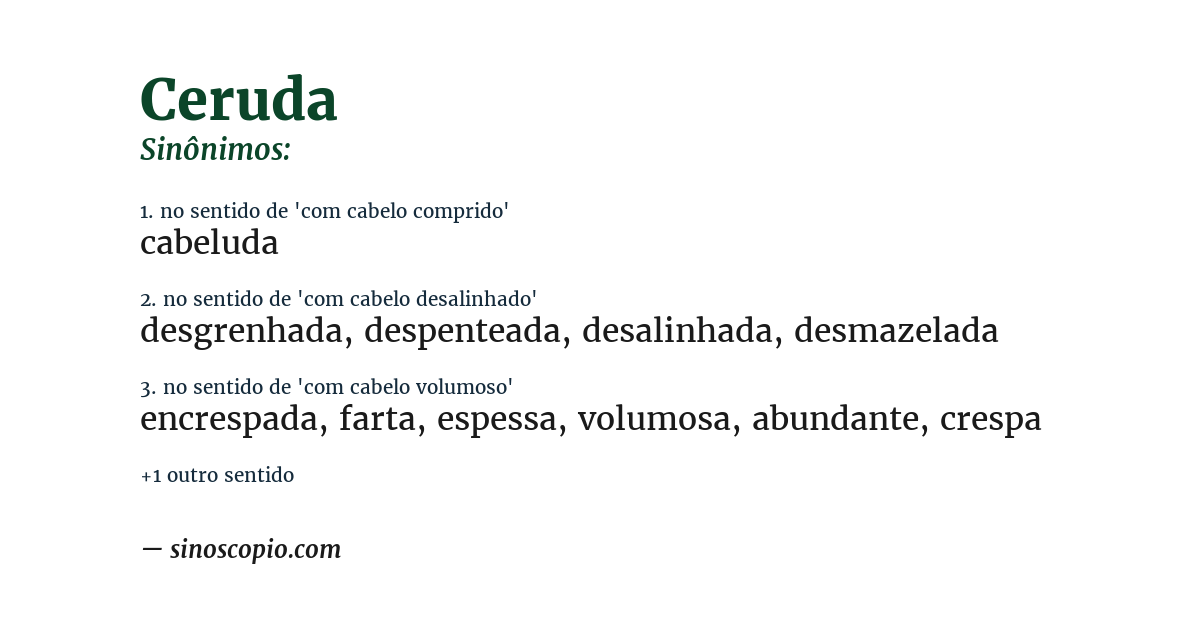Sinônimo de ceruda