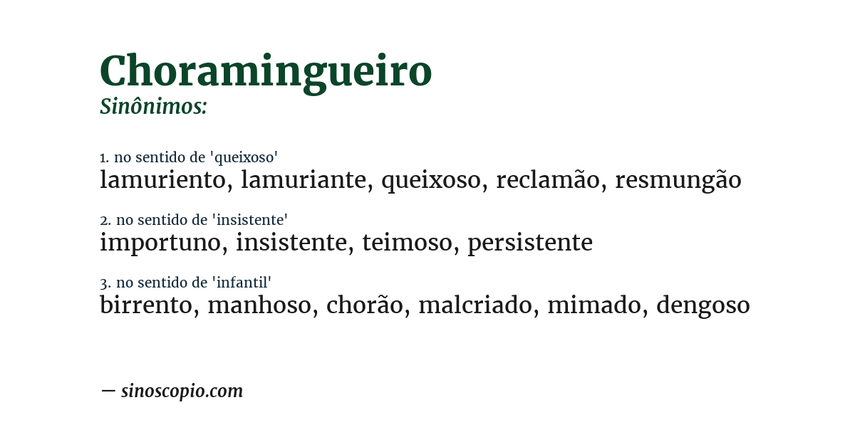 Sinônimo de choramingueiro