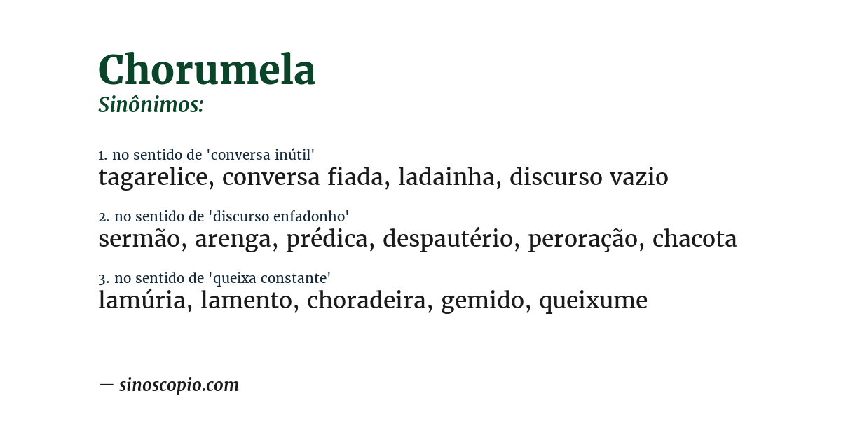 Sinônimo de chorumela