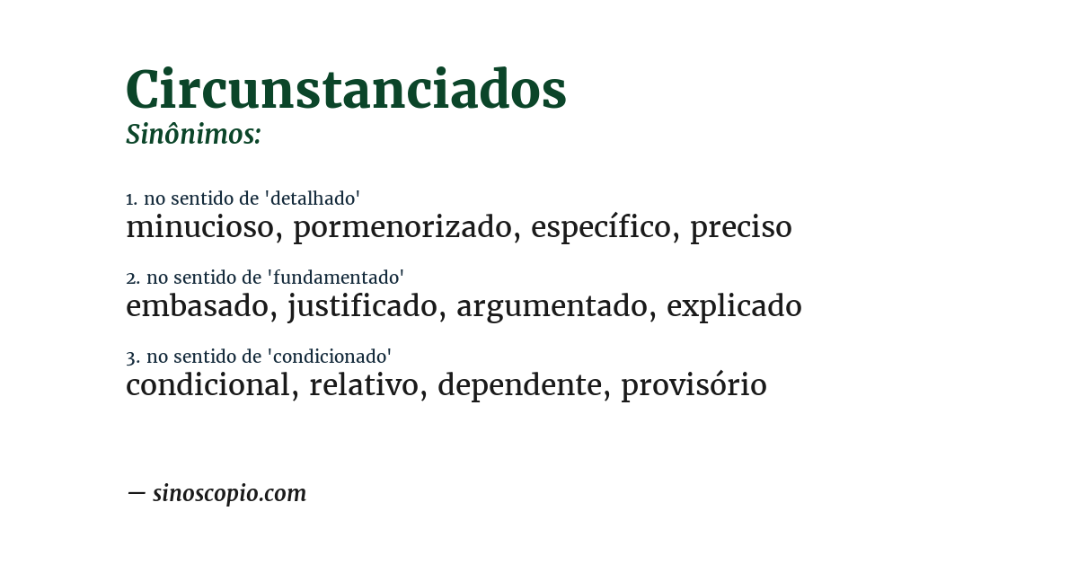 Sinônimo de circunstanciados