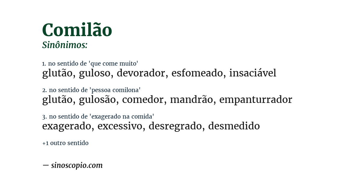 Sinônimo de comilão