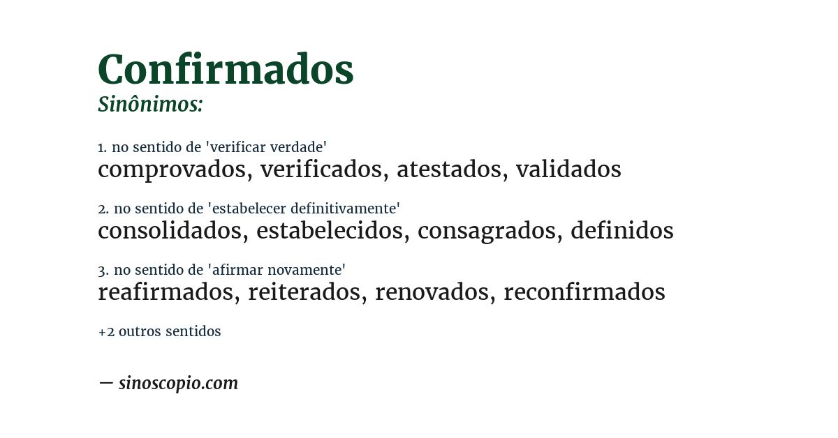Sinônimo de confirmados
