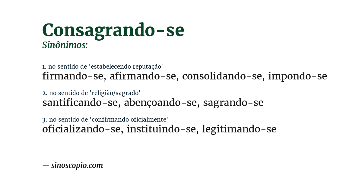 Sinônimo de consagrando-se