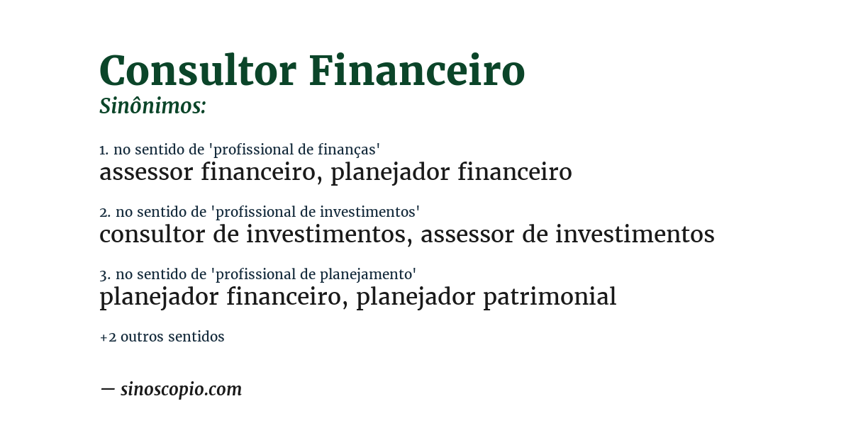 Sinônimo de consultor financeiro