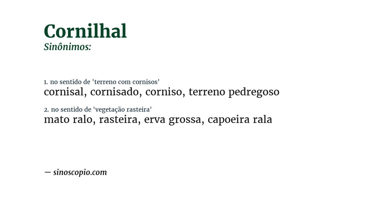 Sinônimo de cornilhal