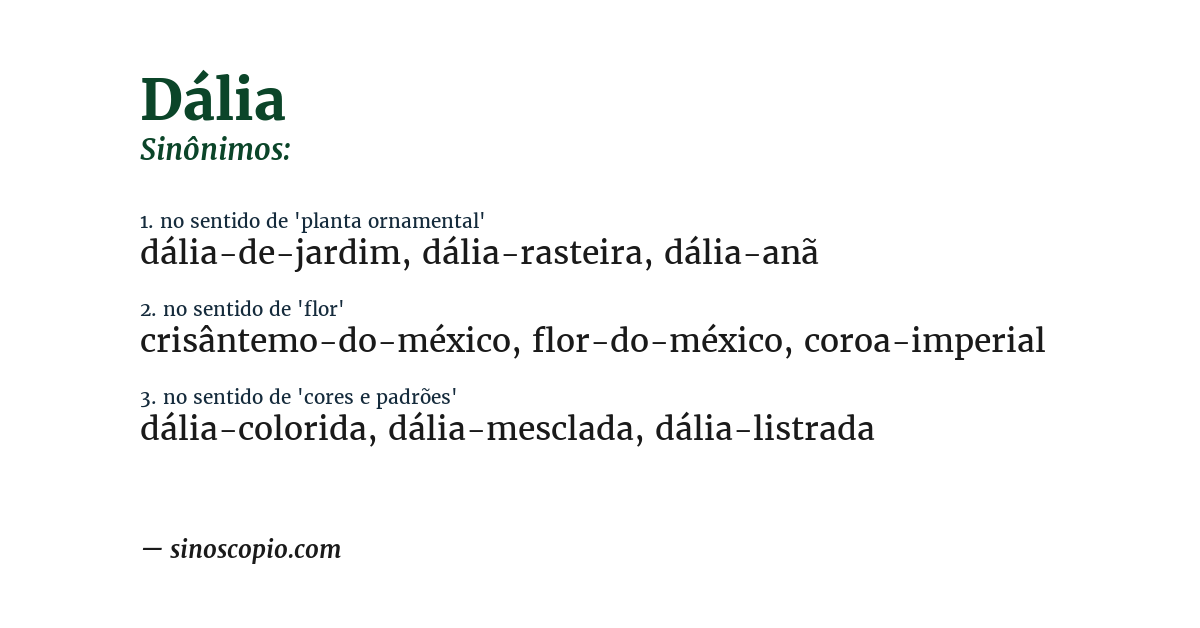 Sinônimo de dália