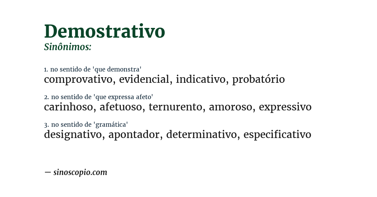 Sinônimo de demostrativo