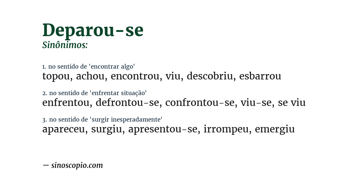 Sinônimo de deparou-se