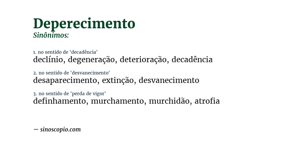 Sinônimo de deperecimento
