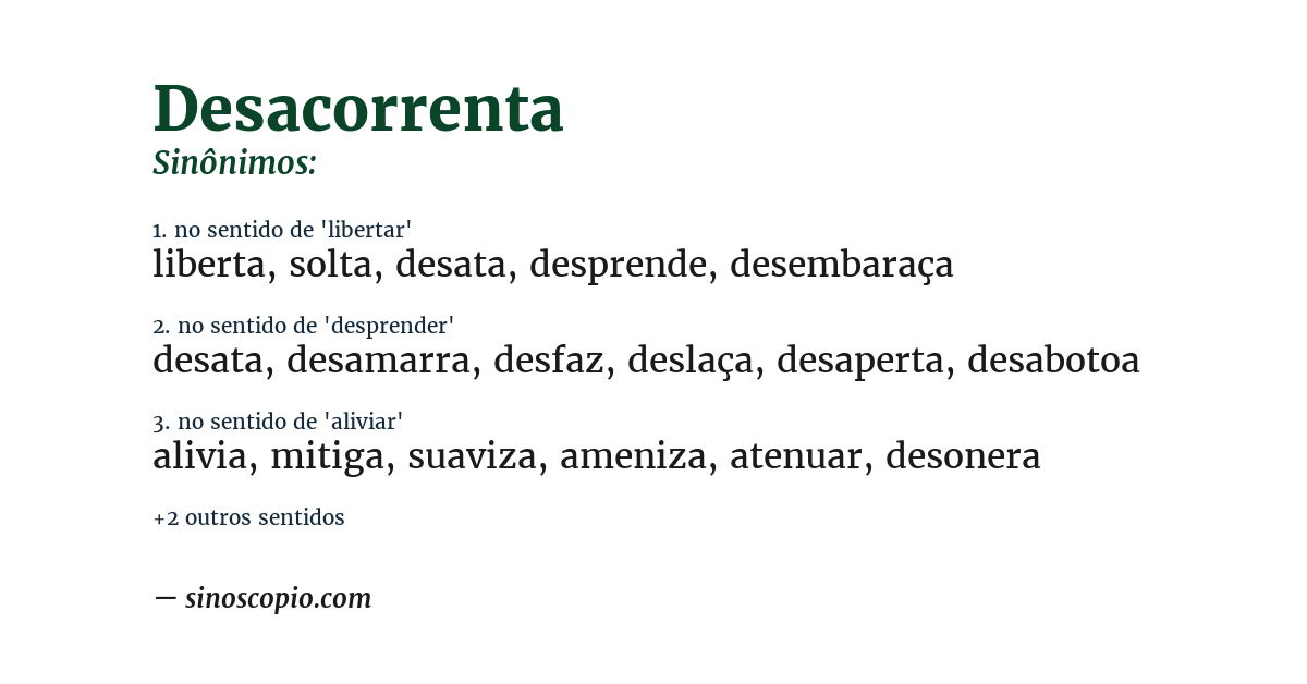 Sinônimo de desacorrenta