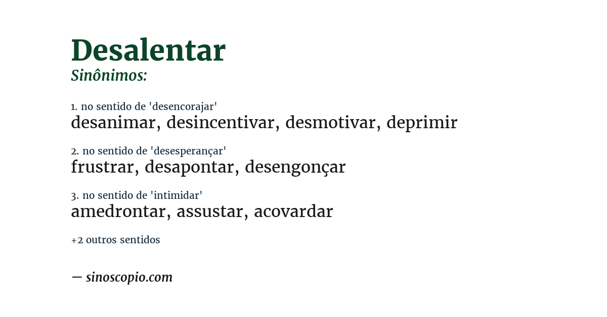 Sinônimo de desalentar