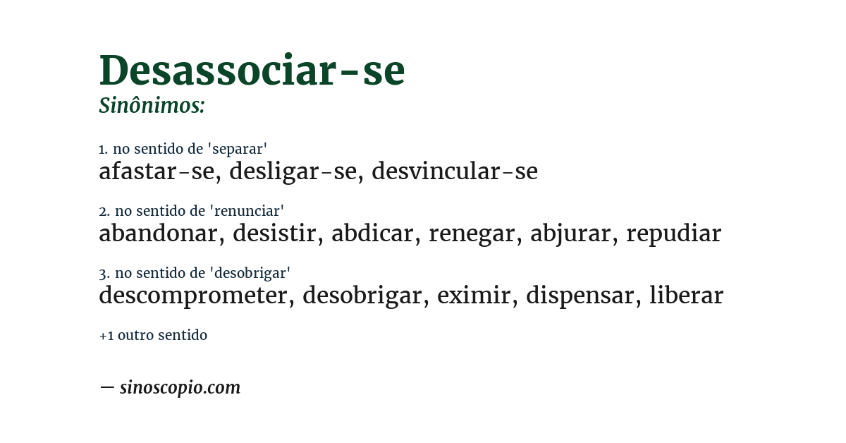 Sinônimo de desassociar-se