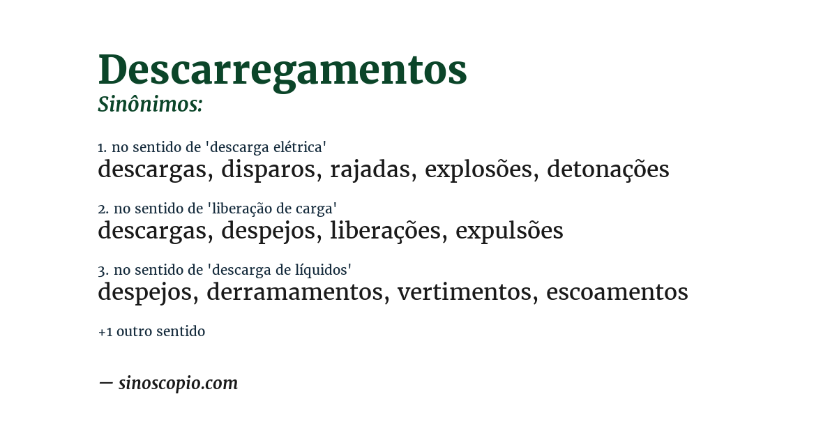 Sinônimo de descarregamentos