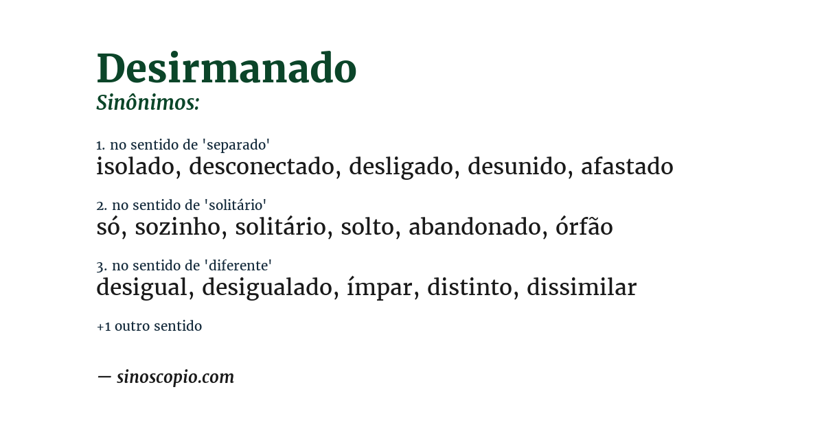 Sinônimo de desirmanado