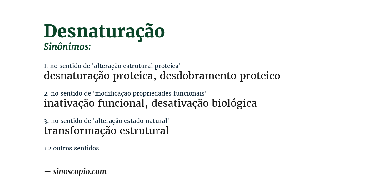 Sinônimo de desnaturação