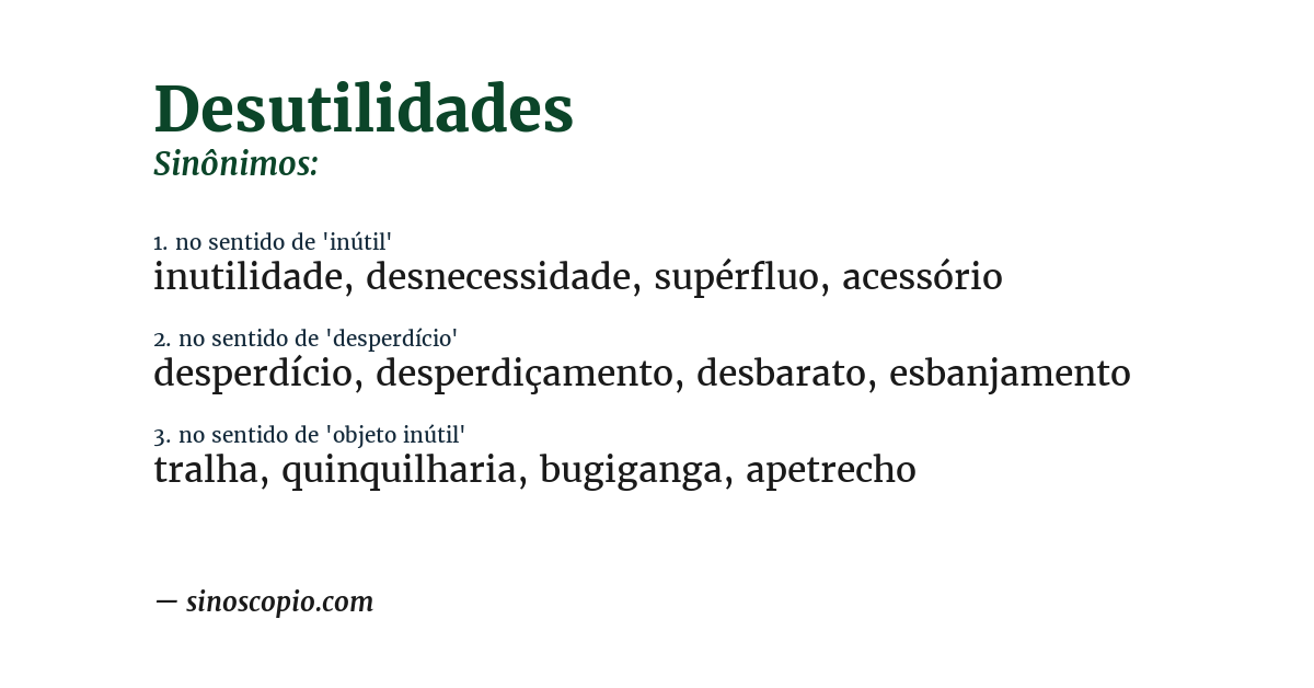 Sinônimo de desutilidades