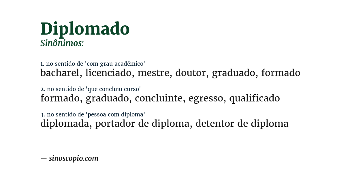 Sinônimo de diplomado