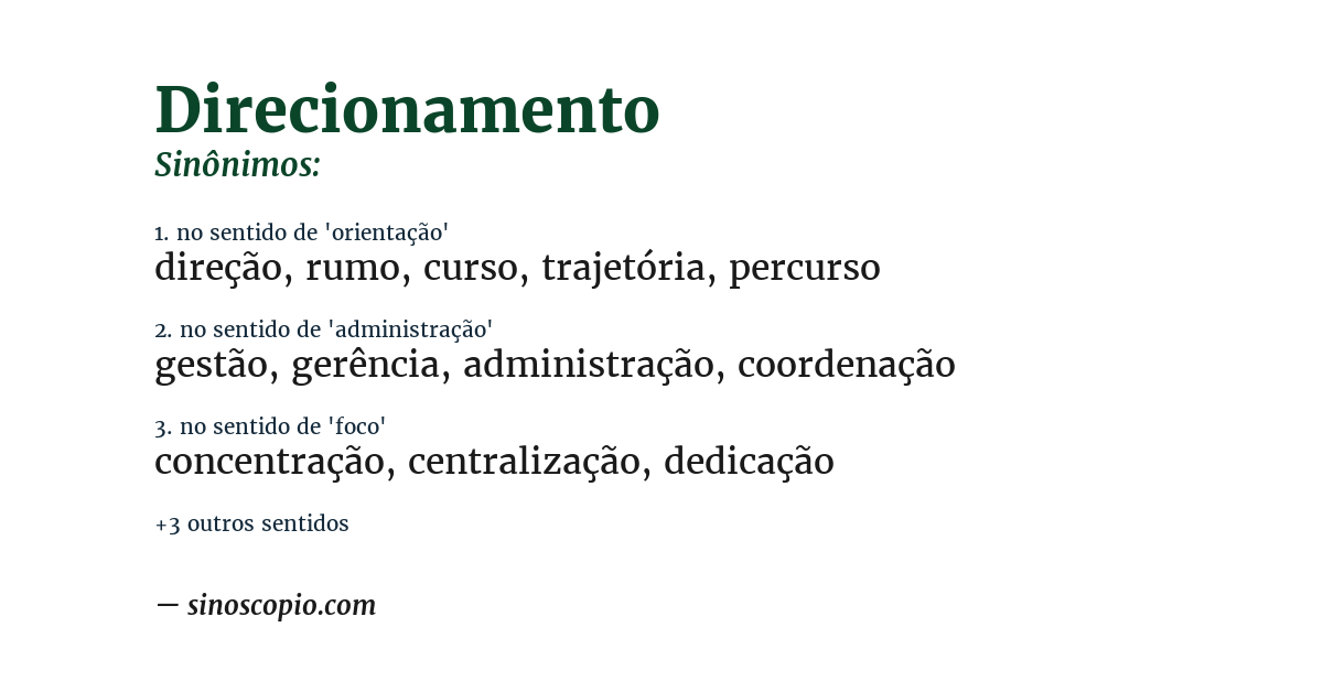 Sinônimo de direcionamento