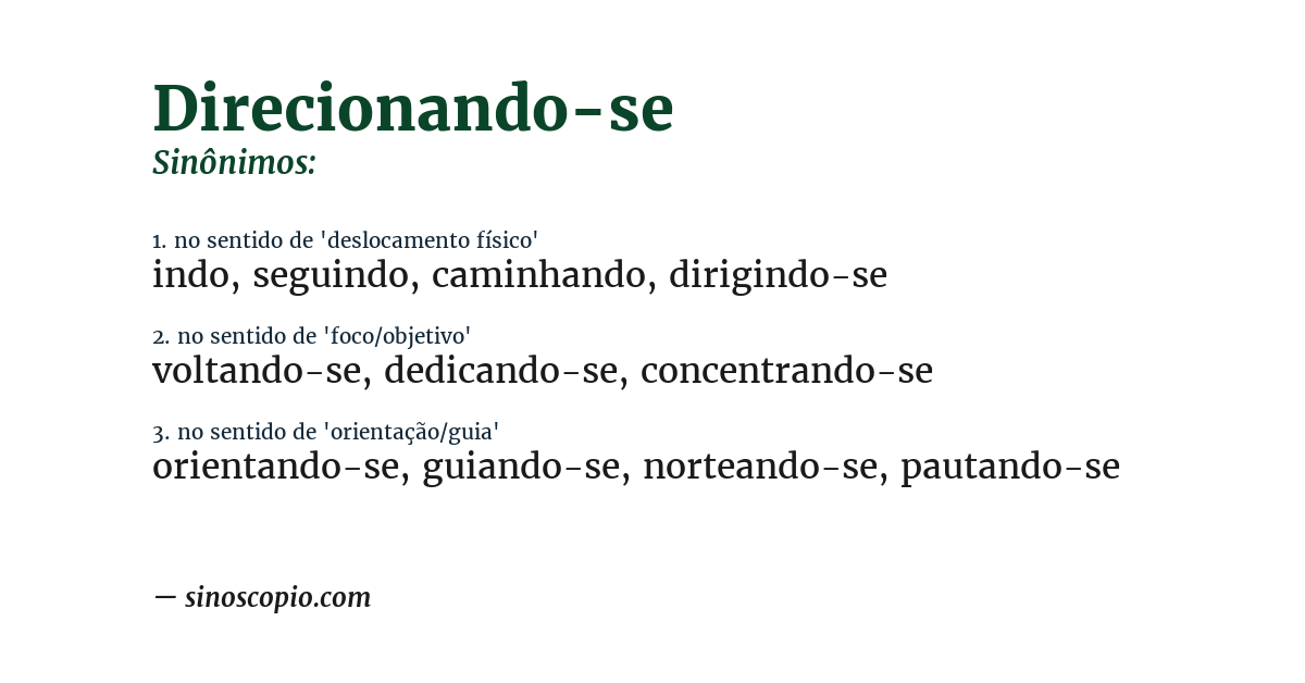 Sinônimo de direcionando-se
