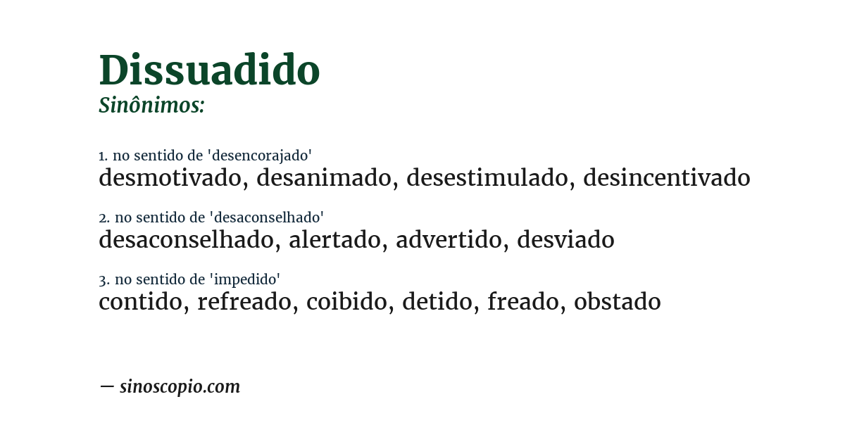 Sinônimo de dissuadido