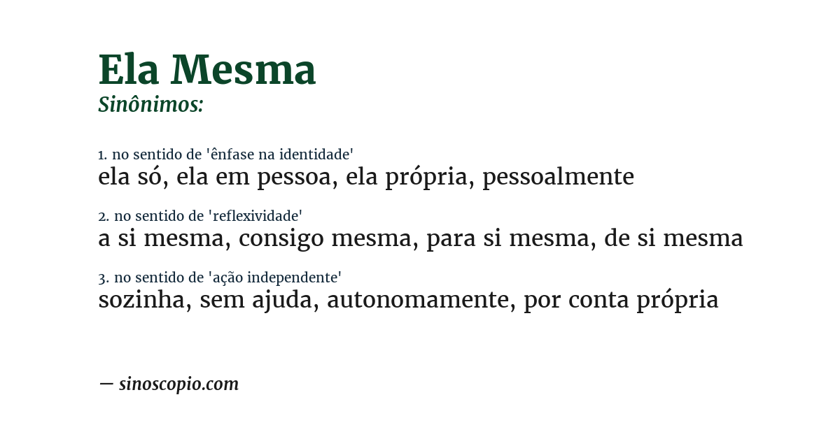 Sinônimo de ela mesma