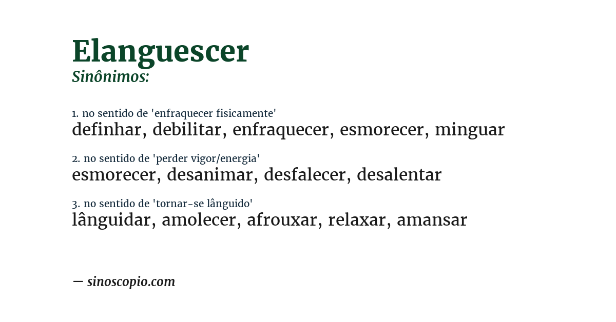 Sinônimo de elanguescer