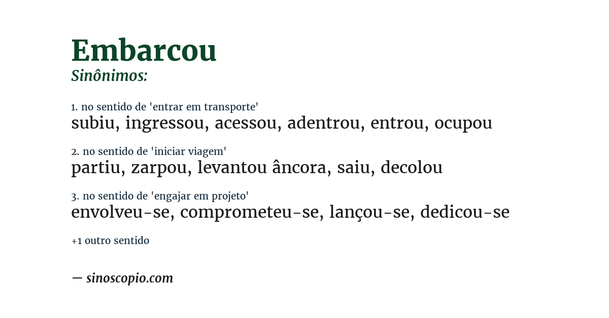 Sinônimo de embarcou