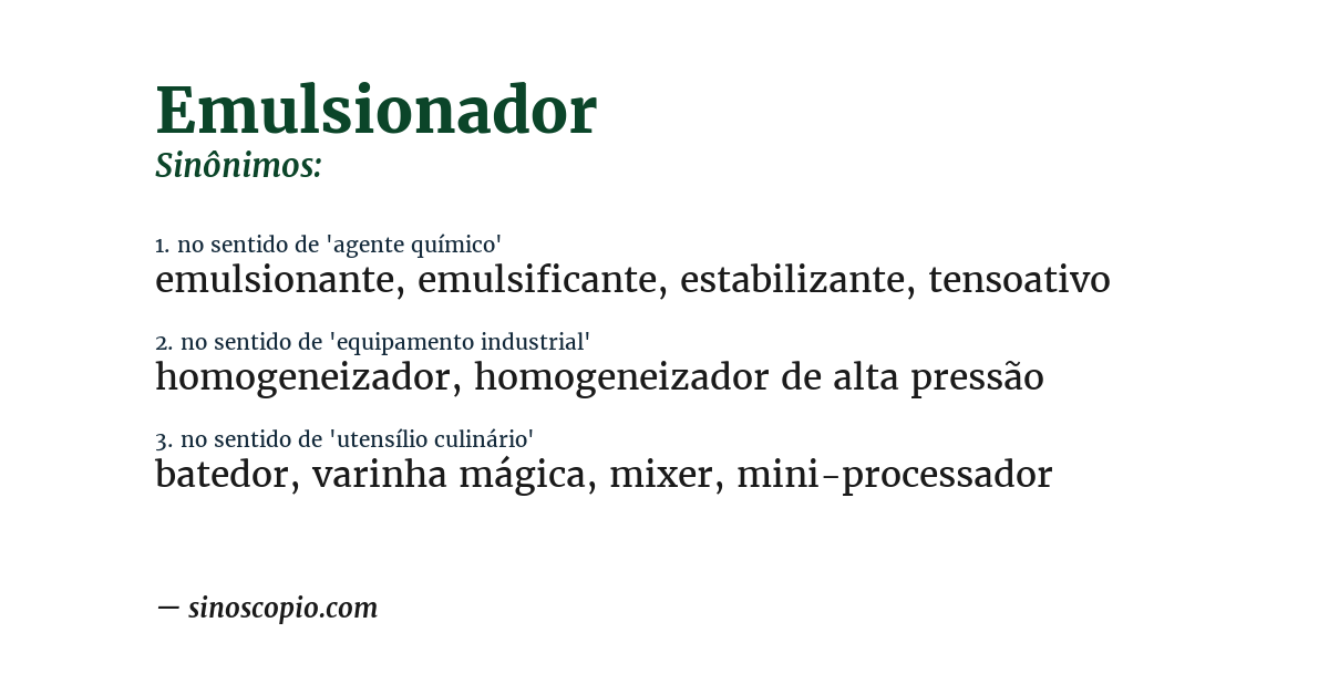 Sinônimo de emulsionador