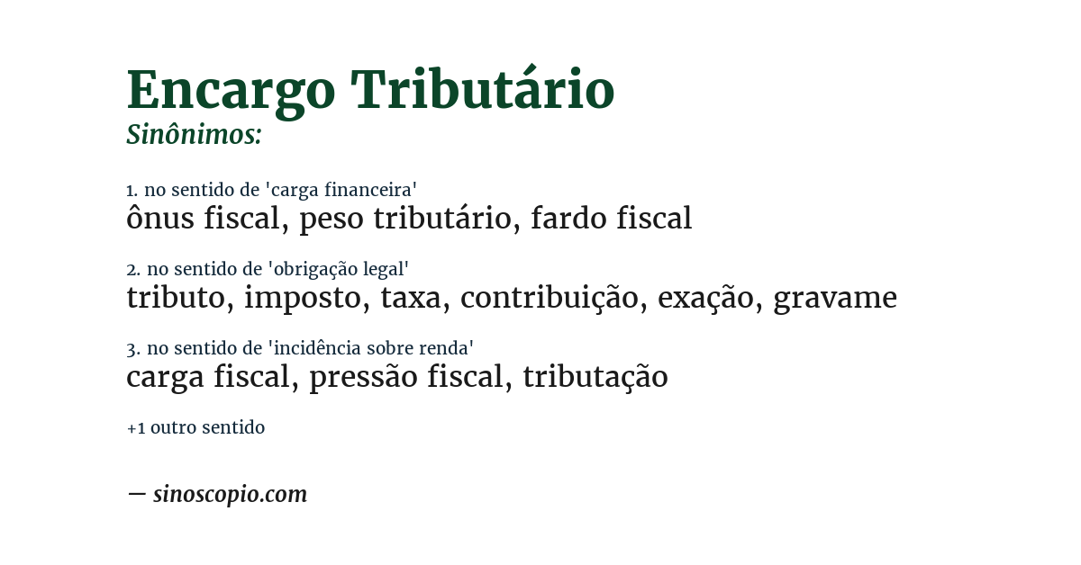 Sinônimo de encargo tributário