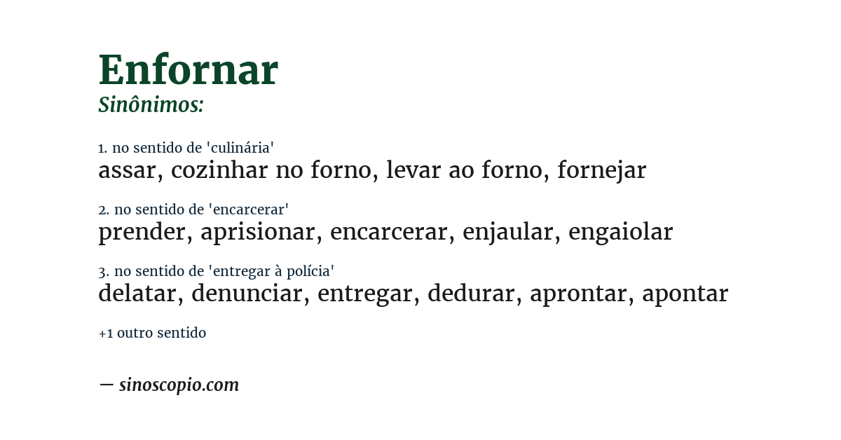 Sinônimo de enfornar