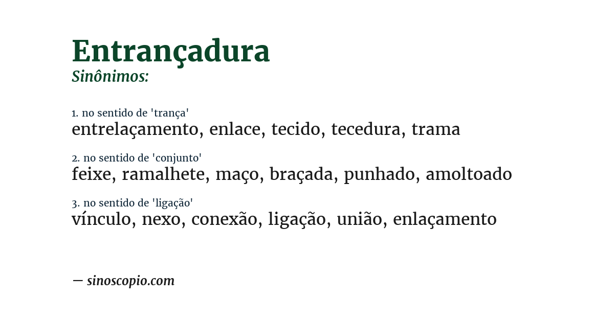 Sinônimo de entrançadura
