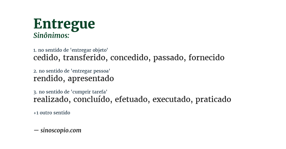 Sinônimo de entregue