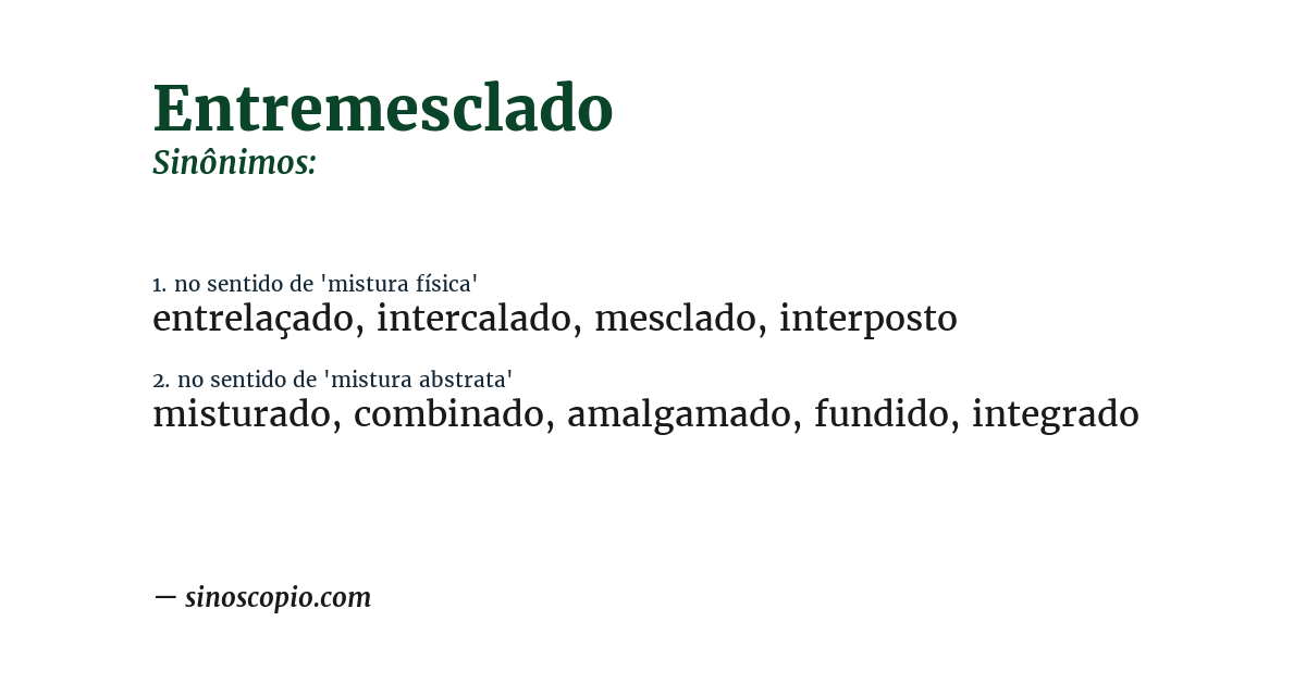 Sinônimo de entremesclado