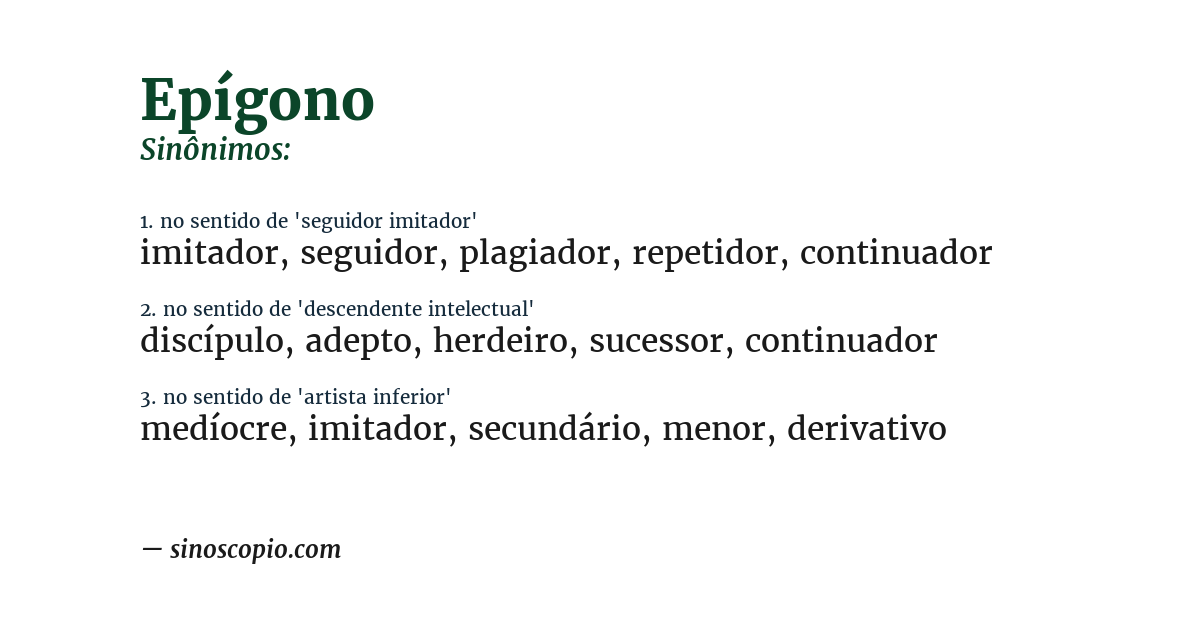 Sinônimo de epígono