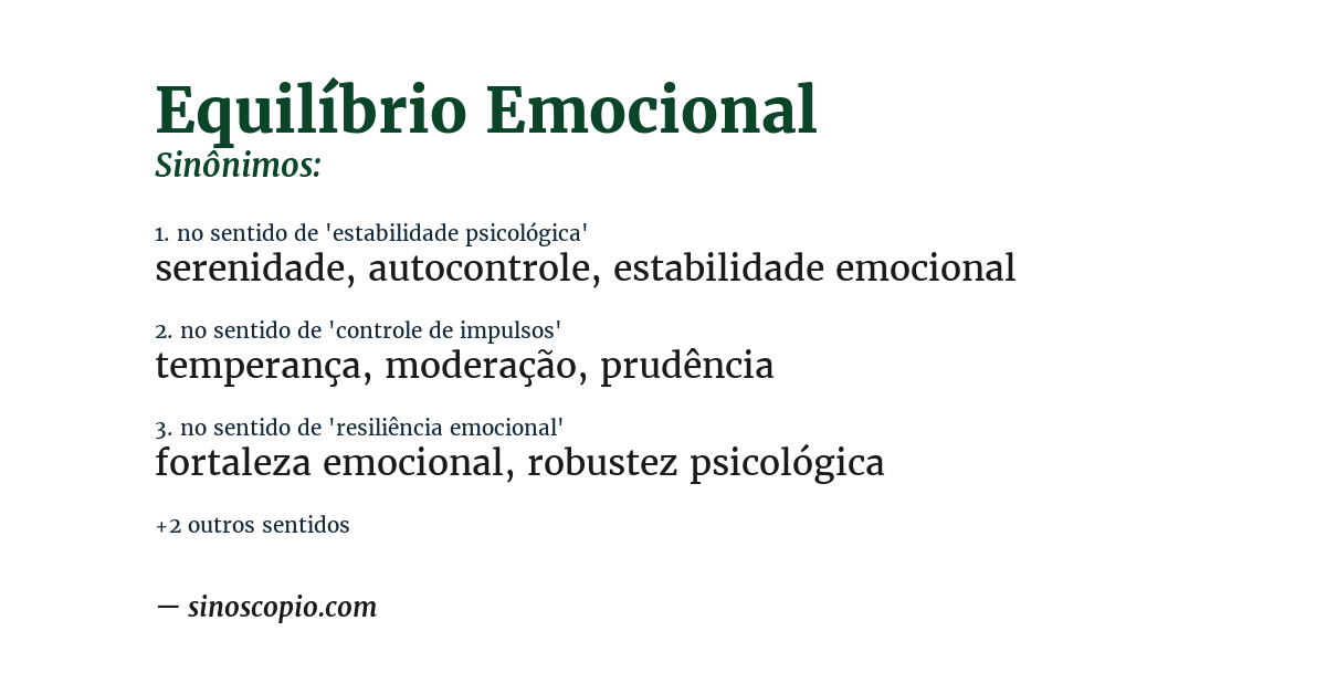 Sinônimo de equilíbrio emocional