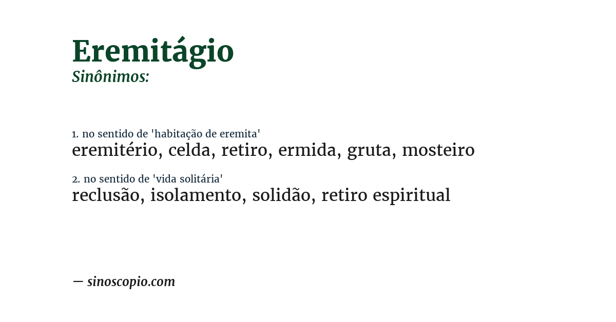 Sinônimo de eremitágio
