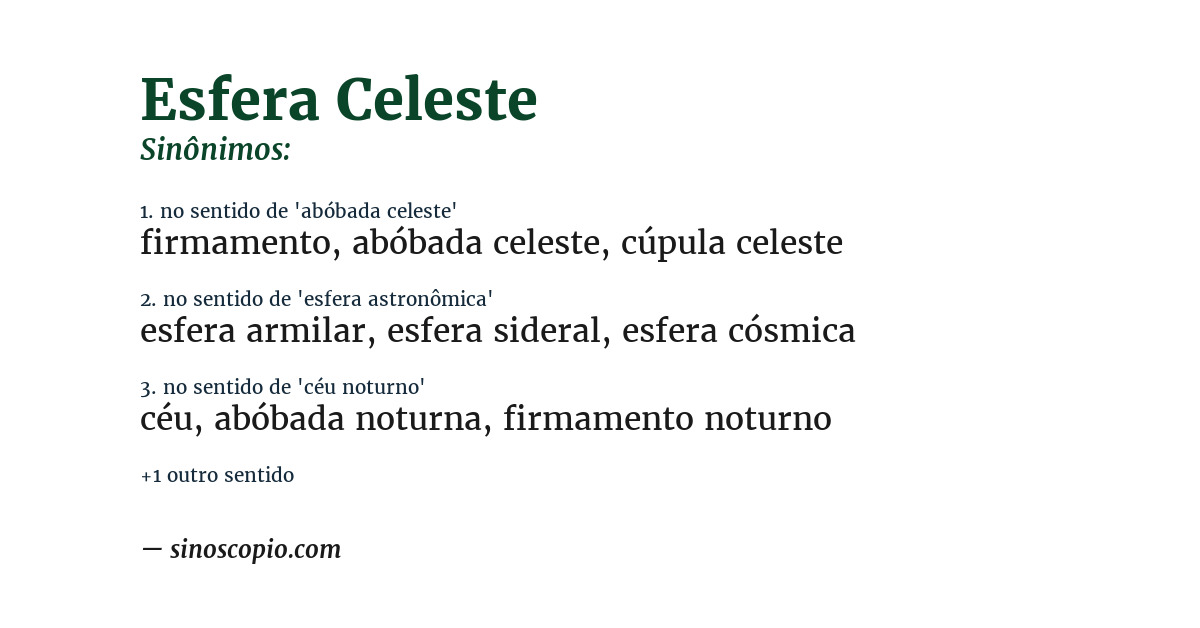 Sinônimo de esfera celeste