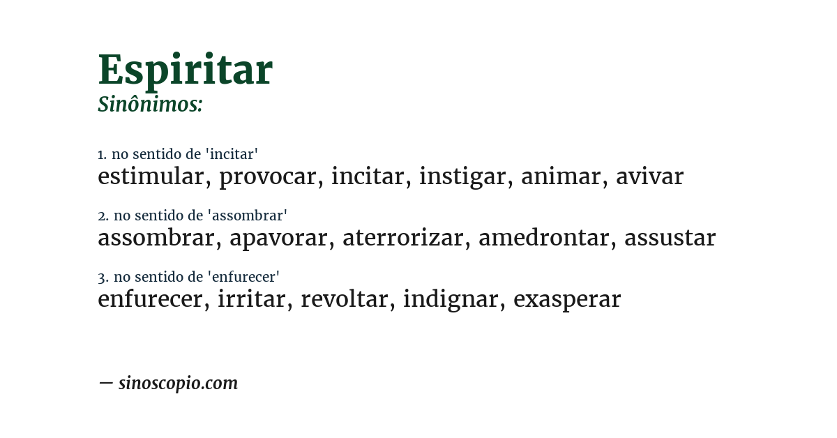 Sinônimo de espiritar